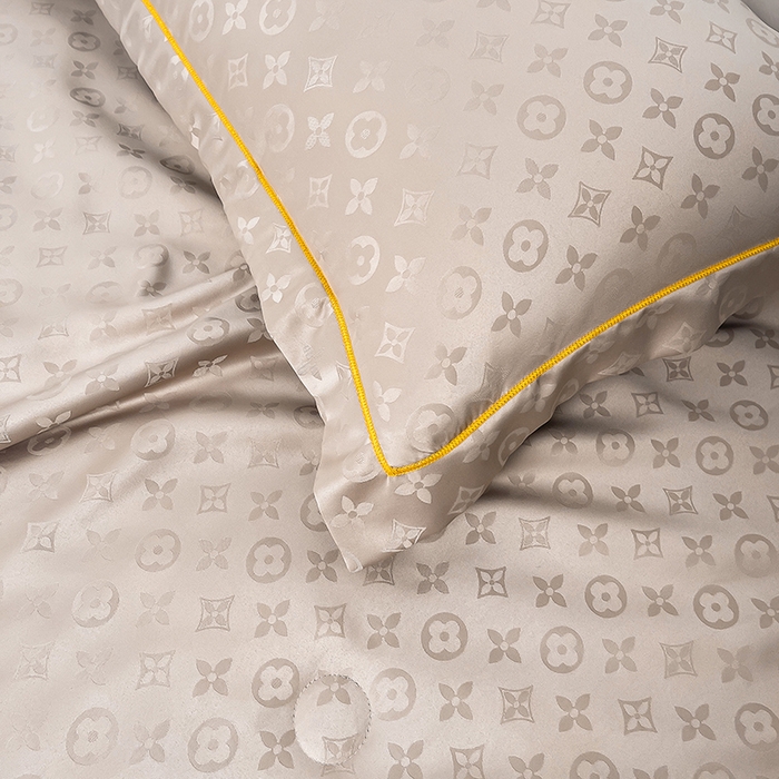 91家纺网 家纺一手货源 找家纺 丽卡家纺 2024新款水洗天丝夏被四件套-艾诺维 艾维-香槟