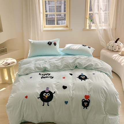 91家纺网 家纺一手货源 找家纺 （总）洋铭区（原狠狠爱） 2024新款色织水洗棉毛巾绣四件套