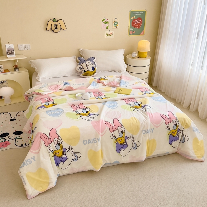 91家纺网 家纺一手货源 找家纺 米菲 2024新款A类凉感丝印花夏被夏凉被被芯 迪士尼-爱心唐老鸭