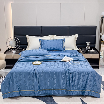 91家纺网 家纺一手货源 找家纺 （总）丽卡家纺 2024新款水洗天丝夏被四件套-千鸟格