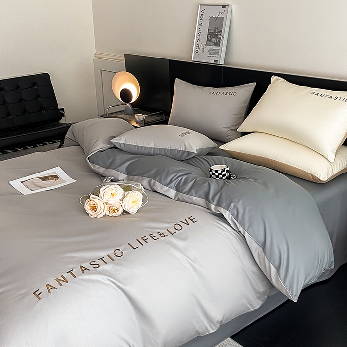 91家纺网 家纺一手货源 找家纺 澳梵家居 2024新款60s全棉刺绣四件套--罗曼克系列 罗曼克-椰子灰