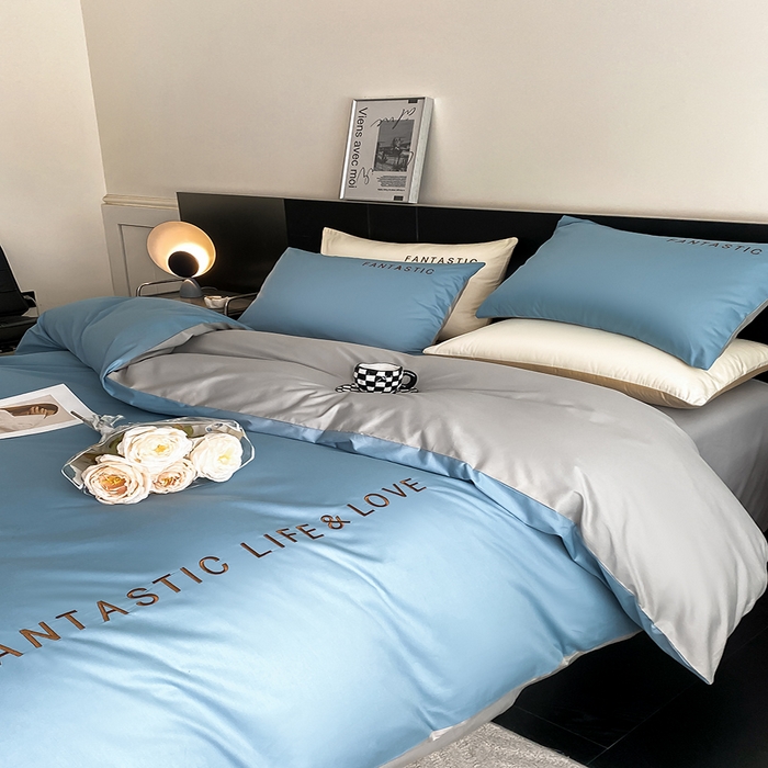 91家纺网 家纺一手货源 找家纺 澳梵家居 2024新款60s全棉刺绣四件套--罗曼克系列 罗曼克-绅士蓝灰