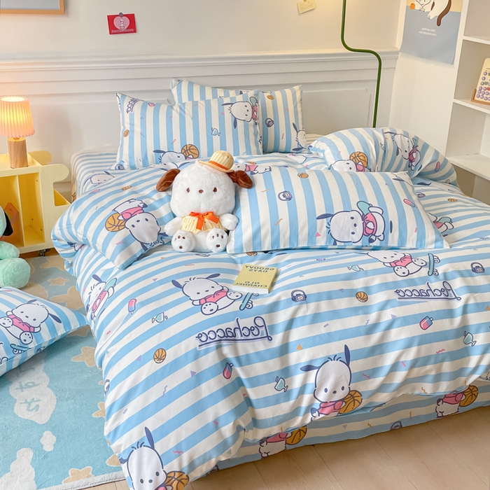 91家纺网 家纺一手货源 找家纺 博雅 2024新款全棉三丽鸥卡通四件套-AA版帕恰狗 运动帕恰狗