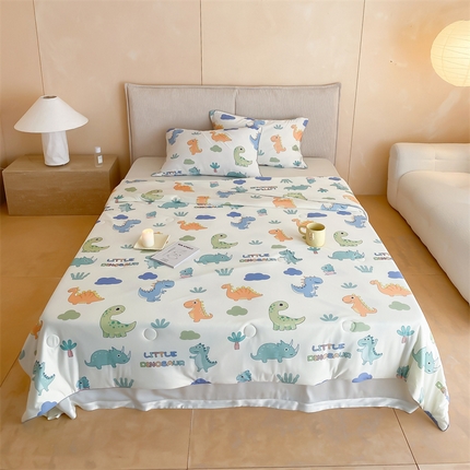 91家纺网 家纺一手货源 找家纺 （总）头等舱 2024新款针织棉凉感氨纶A类印花大豆抗菌夏被