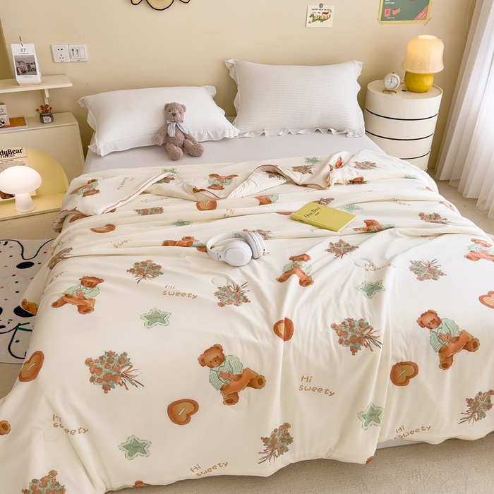 91家纺网 家纺一手货源 找家纺 米菲 2024新款A类凉感丝印花夏被夏凉被被芯 时光熊