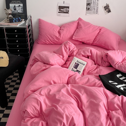 91家纺网 家纺一手货源 找家纺 （总）思诺羽床笠 2025新款高克重水洗棉纯色混搭四件套系列