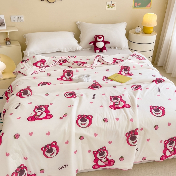 91家纺网 家纺一手货源 找家纺 米菲 2024新款A类凉感丝印花夏被夏凉被被芯 迪士尼-爱心莓莓