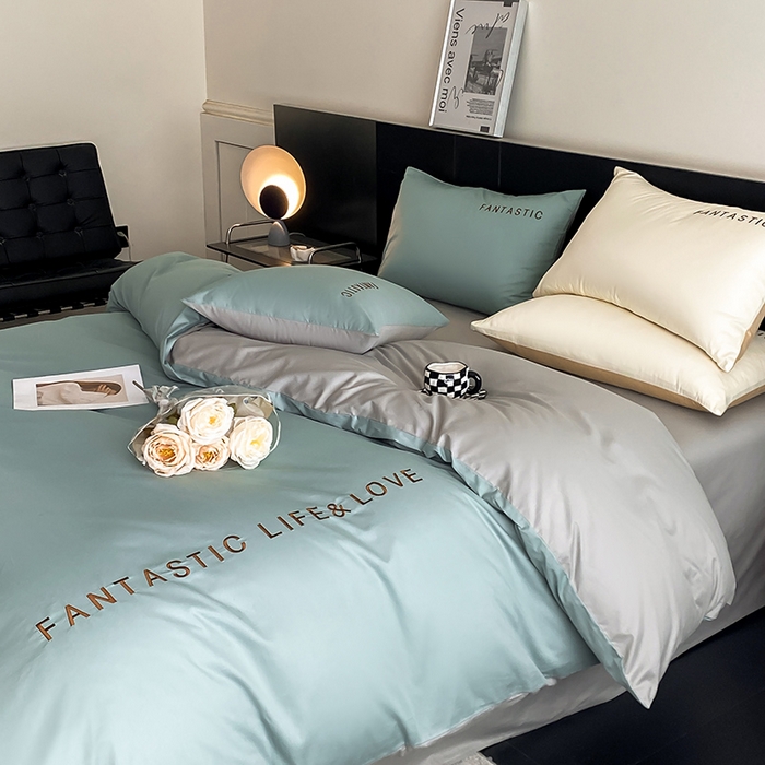 91家纺网 家纺一手货源 找家纺 澳梵家居 2024新款60s全棉刺绣四件套--罗曼克系列 罗曼克-烟波绿