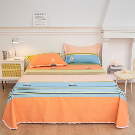 91家纺网 家纺一手货源 找家纺 金泰莱 2025新款花边款老粗布凉席老粗布床单软凉席全棉床单纯棉床单 浪漫巴黎