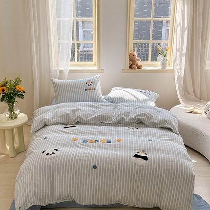 91家纺网 家纺一手货源 找家纺 （总）洋铭区（原狠狠爱） 2024新款色织水洗棉毛巾绣四件套