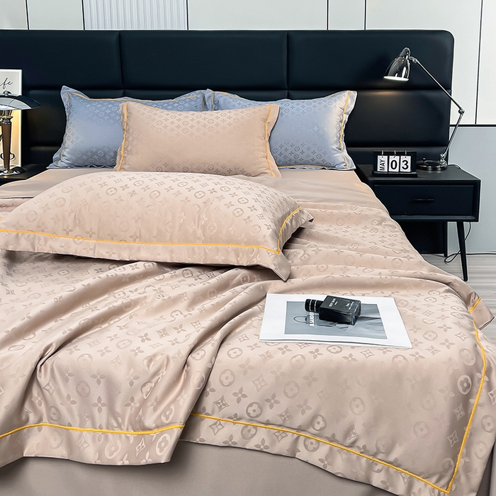 91家纺网 家纺一手货源 找家纺 丽卡家纺 2024新款水洗天丝夏被四件套-艾诺维 艾维-香槟