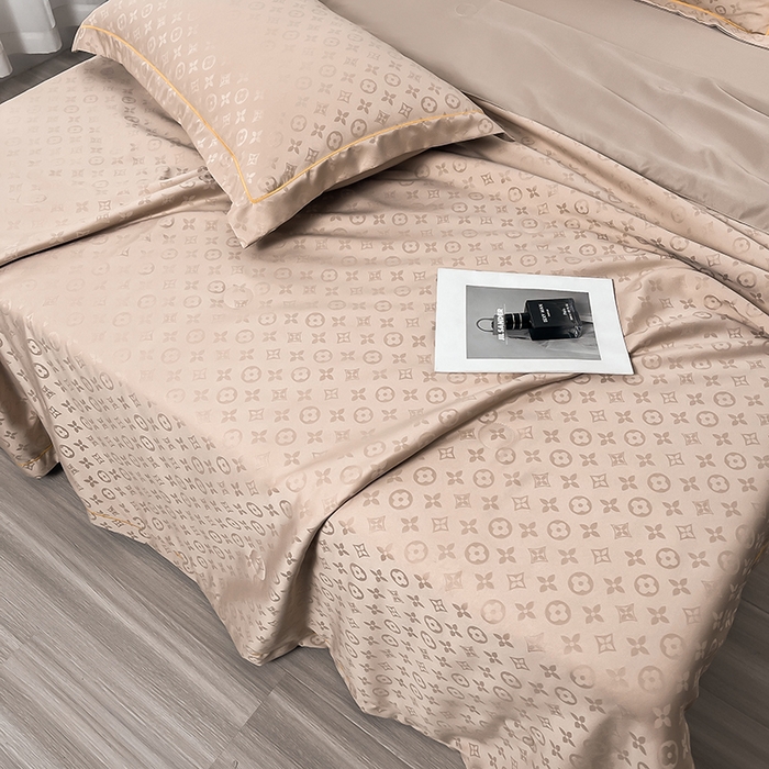 91家纺网 家纺一手货源 找家纺 丽卡家纺 2024新款水洗天丝夏被四件套-艾诺维 艾维-香槟