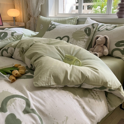 91家纺网 家纺一手货源 找家纺 红馆 2025年全棉12868印花系列四件套清雅