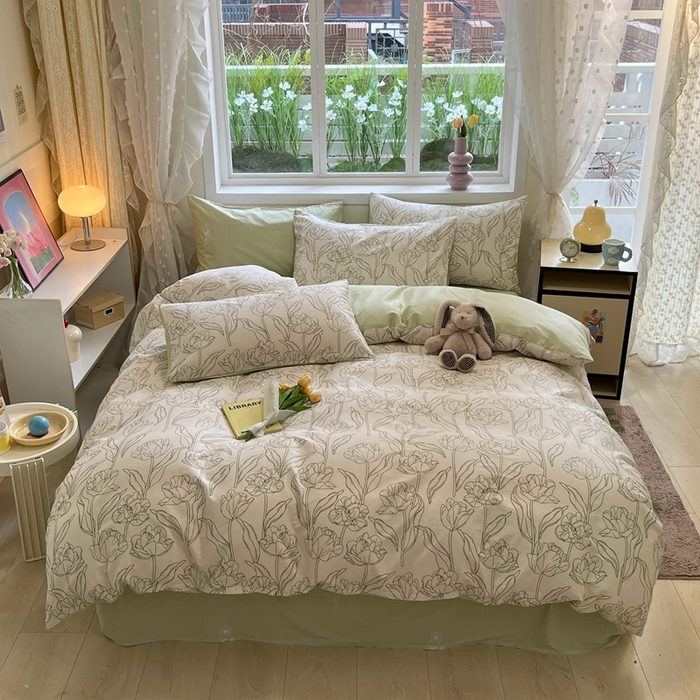 91家纺网 家纺一手货源 找家纺 红馆 2025年全棉12868印花系列四件套安夏