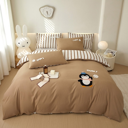 91家纺网 家纺一手货源 找家纺 库里梦家纺 2024新款水洗棉立体毛巾绣四件套