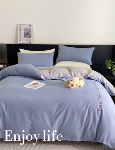 91家纺网 家纺一手货源 找家纺 澳梵家居 2024新款60s全棉刺绣四件套--罗曼克系列 罗曼克-莱茵蓝