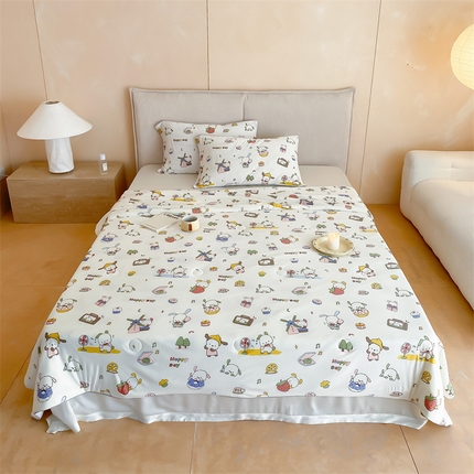 91家纺网 家纺一手货源 找家纺 （总）头等舱 2024新款针织棉凉感氨纶A类印花大豆抗菌夏被