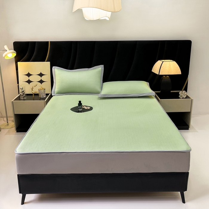 91家纺网 家纺一手货源 找家纺 慕尚 2025新款华夫格床笠凉席 华夫格绿