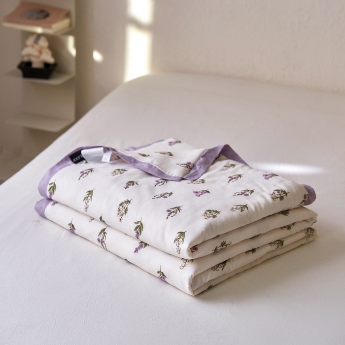 91家纺网 家纺一手货源 找家纺 莱福仕家纺 2024新款莫代尔印花夏被 安娜紫