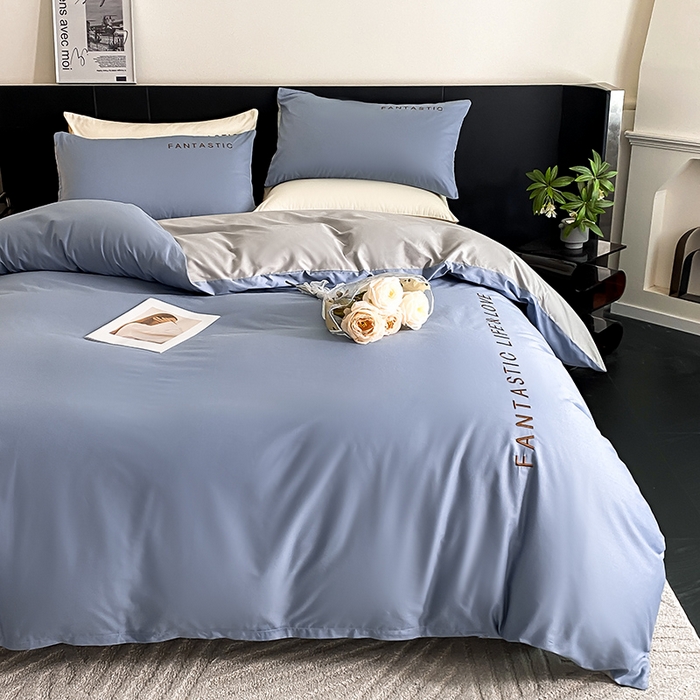 91家纺网 家纺一手货源 找家纺 澳梵家居 2024新款60s全棉刺绣四件套--罗曼克系列 罗曼克-莱茵蓝