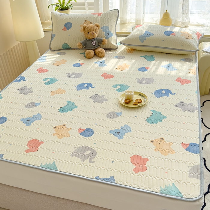 91家纺网 家纺一手货源 找家纺 伊人坊 2024新款A类凉感丝乳胶凉席三件套 动物园