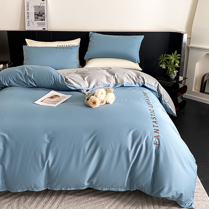 91家纺网 家纺一手货源 找家纺 澳梵家居 2024新款60s全棉刺绣四件套--罗曼克系列 罗曼克-绅士蓝灰