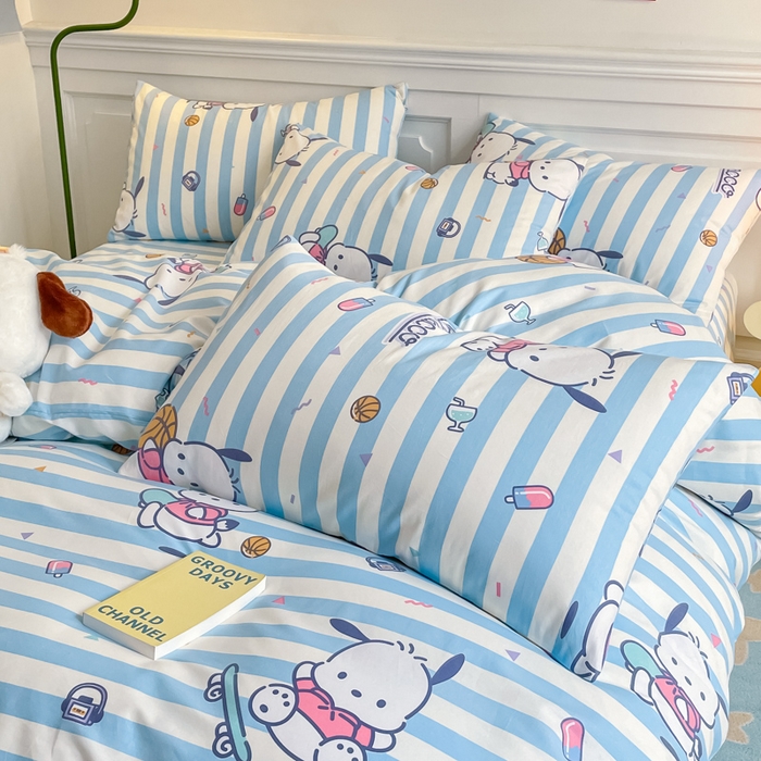 91家纺网 家纺一手货源 找家纺 博雅 2024新款全棉三丽鸥卡通四件套-AA版帕恰狗 运动帕恰狗