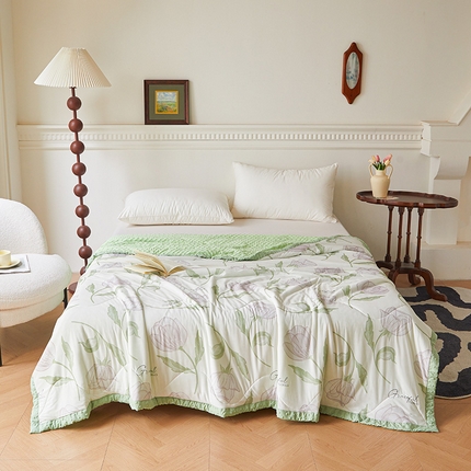 91家纺网 家纺一手货源 找家纺 （总）鑫顺欣 2025新款A类凉感冰丝豆豆印花夏被夏凉被空调被被子被芯直播