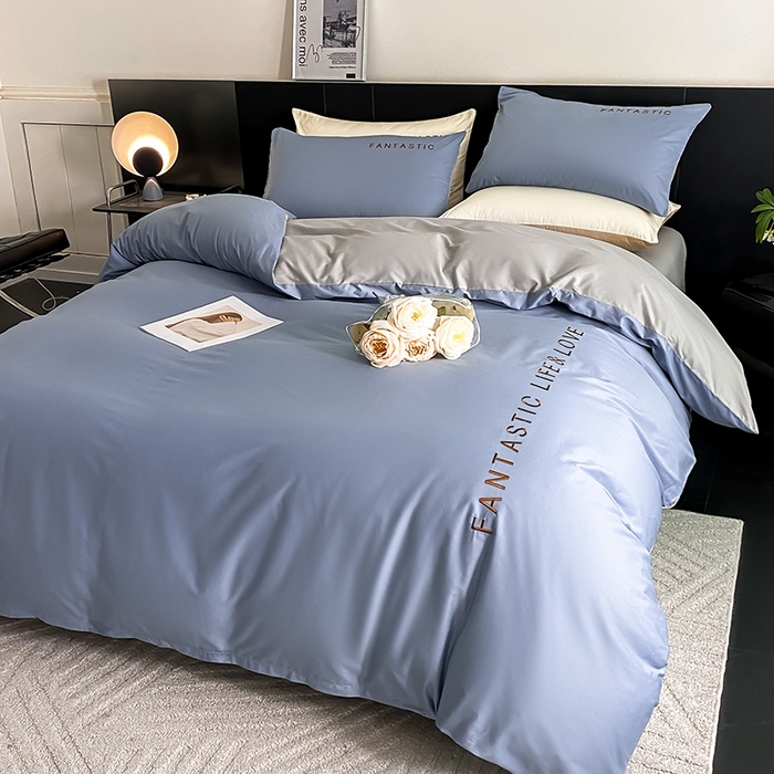 91家纺网 家纺一手货源 找家纺 澳梵家居 2024新款60s全棉刺绣四件套--罗曼克系列 罗曼克-莱茵蓝