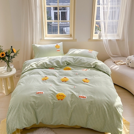 洋铭区（原狠狠爱） 2024新款色织水洗棉毛巾绣四件套 小萌丫