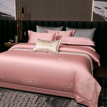 91家纺网 家纺一手货源 找家纺 （总）U品汇2024新款120支60s双股贡缎长绒棉重工刺绣花纯棉全棉四件套