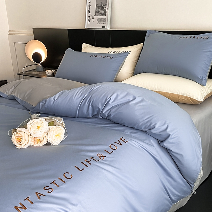 91家纺网 家纺一手货源 找家纺 澳梵家居 2024新款60s全棉刺绣四件套--罗曼克系列 罗曼克-莱茵蓝