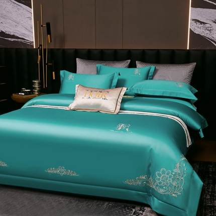 91家纺网 家纺一手货源 找家纺 （总）U品汇2024新款120支60s双股贡缎长绒棉重工刺绣花纯棉全棉四件套