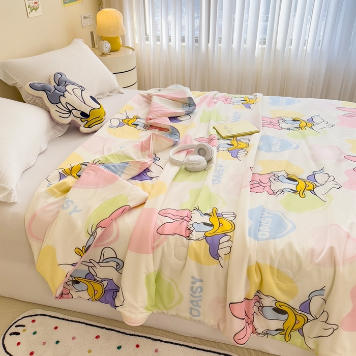 91家纺网 家纺一手货源 找家纺 米菲 2024新款A类凉感丝印花夏被夏凉被被芯 迪士尼-爱心唐老鸭