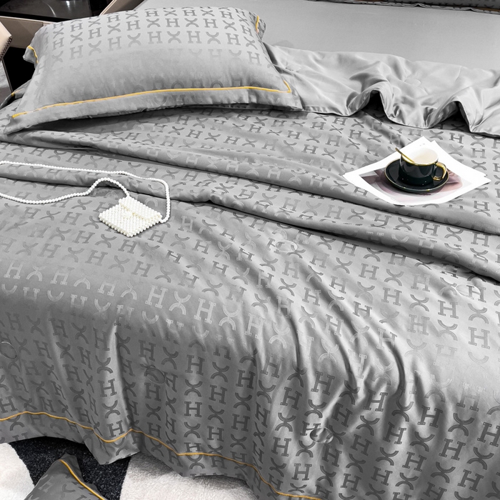 91家纺网 家纺一手货源 找家纺 丽卡家纺 2024新款60s贡缎提花水洗天丝夏被四件套-莫奈 莫奈-高级灰