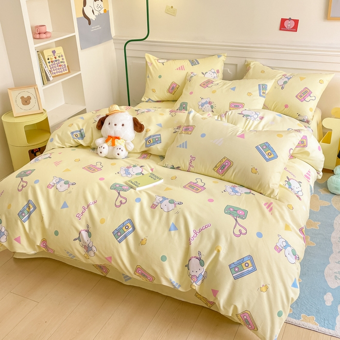 91家纺网 家纺一手货源 找家纺 博雅 2024新款全棉三丽鸥卡通四件套-AA版帕恰狗 休闲帕恰狗