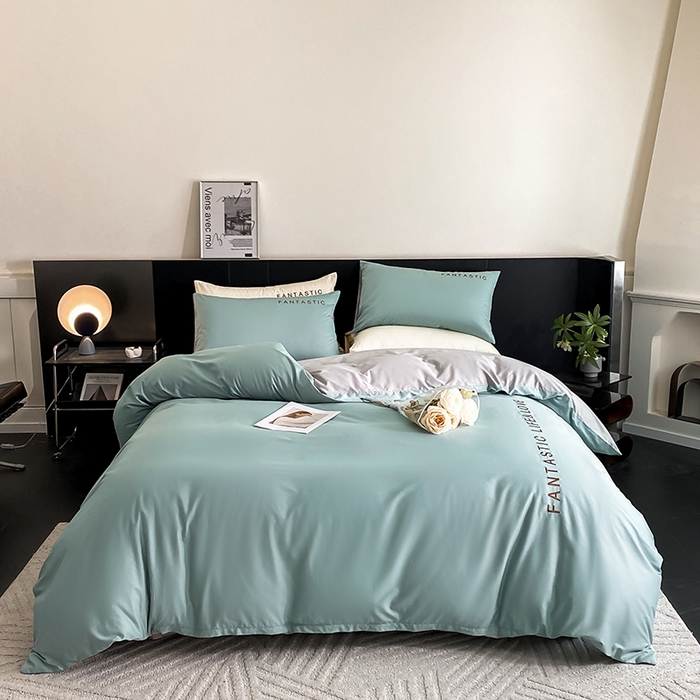 91家纺网 家纺一手货源 找家纺 澳梵家居 2024新款60s全棉刺绣四件套--罗曼克系列 罗曼克-烟波绿