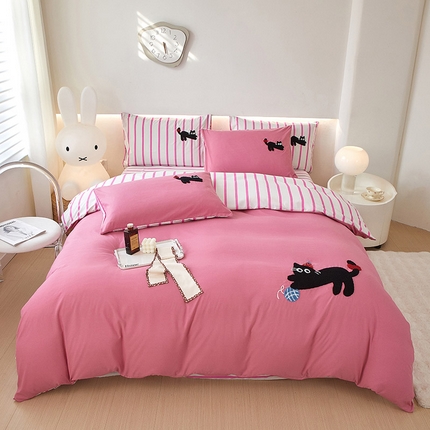 91家纺网 家纺一手货源 找家纺 库里梦家纺 2024新款水洗棉立体毛巾绣四件套