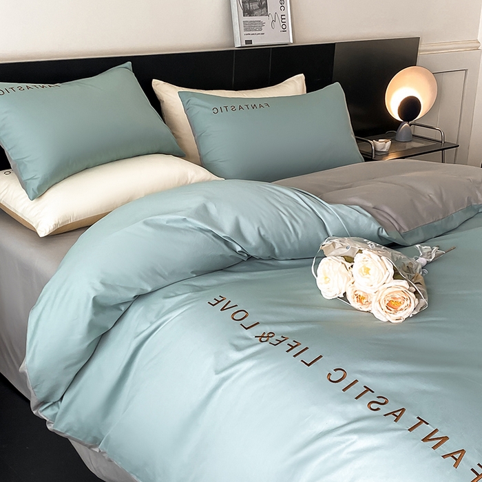 91家纺网 家纺一手货源 找家纺 澳梵家居 2024新款60s全棉刺绣四件套--罗曼克系列 罗曼克-烟波绿