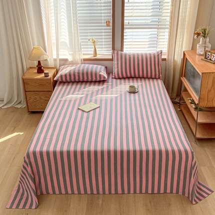 莱登卡奴 2024新款全棉色织水洗棉单品系列 单床单 床单-芙蕾雅粉