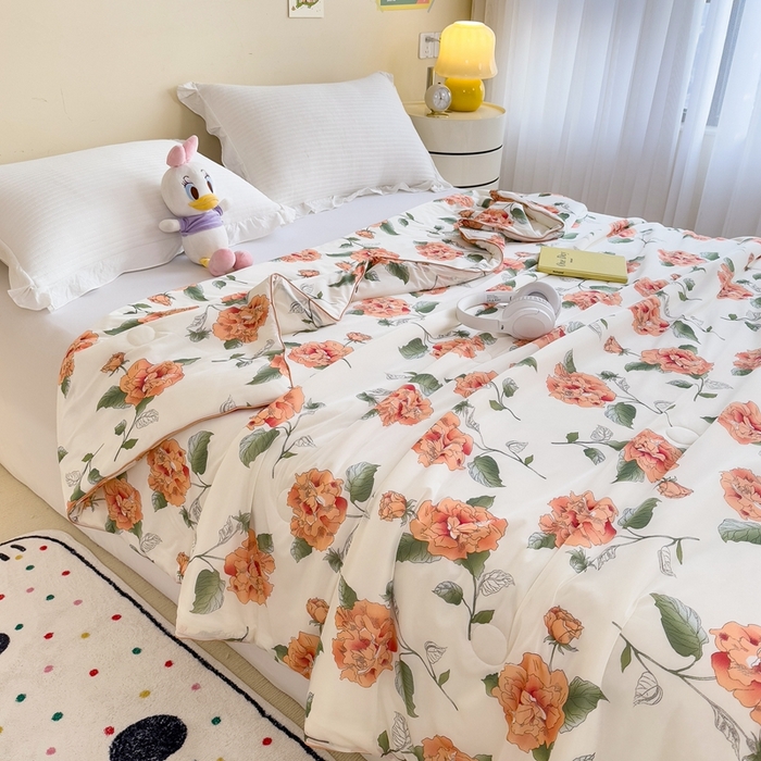 91家纺网 家纺一手货源 找家纺 米菲 2024新款A类凉感丝印花夏被夏凉被被芯 富贵花