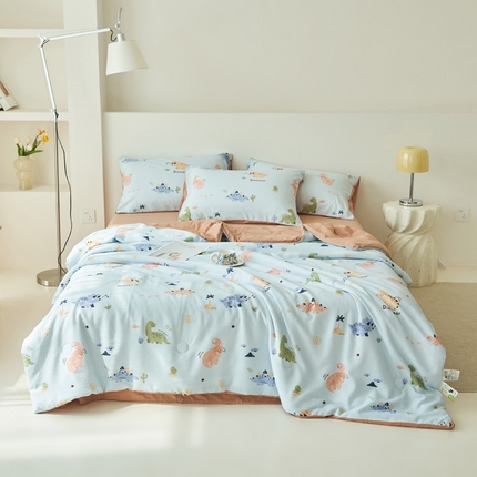 畅销被业 2024新款A类泡芙棉印花夏被 恐龙乐园