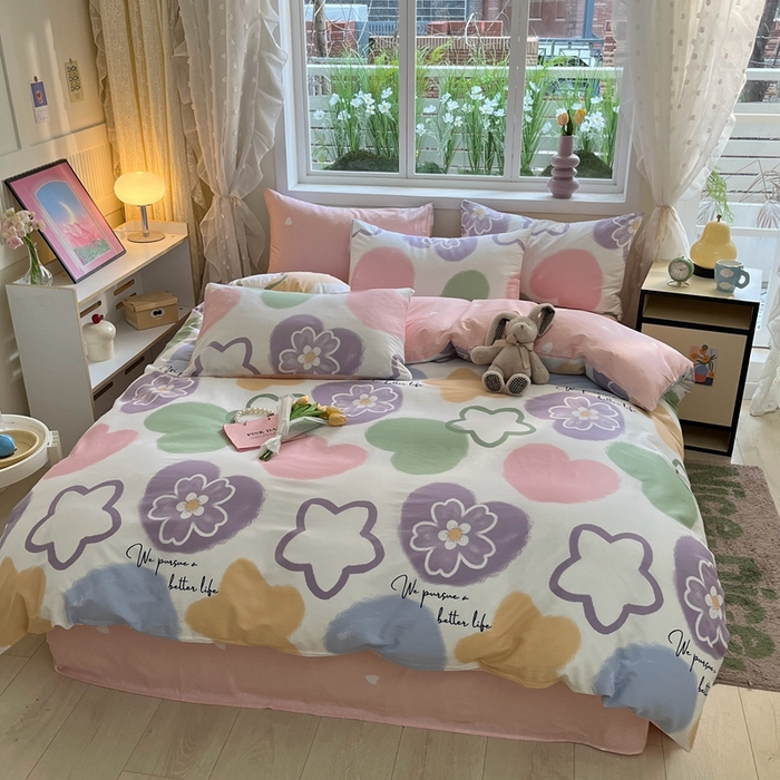 91家纺网 家纺一手货源 找家纺 红馆 2025年全棉12868印花系列四件套玛卡龙