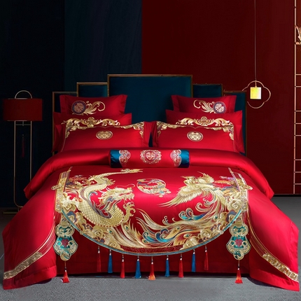 91家纺网 家纺一手货源 找家纺 （总）慕她家纺 2025新款慕她婚庆四件套喷气大花全棉纯棉结婚刺绣花多件套六八十床品