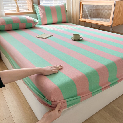 91家纺网 家纺一手货源 找家纺 （总）莱登卡奴 2024新款全棉色织水洗棉单品系列 单床笠