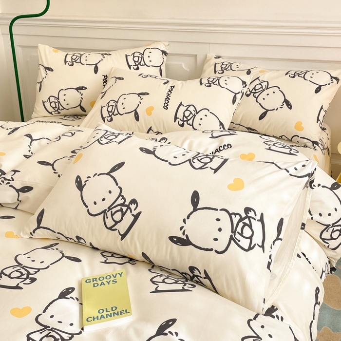 91家纺网 家纺一手货源 找家纺 博雅 2024新款全棉三丽鸥卡通四件套-AA版帕恰狗 乖乖帕恰狗