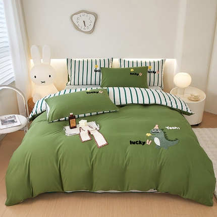 91家纺网 家纺一手货源 找家纺 库里梦家纺 2024新款水洗棉立体毛巾绣四件套