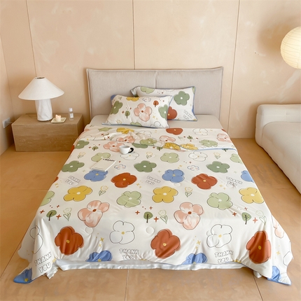 头等舱 2026新款针织棉凉感氨纶A类印华大豆抗菌夏被 夏日心情