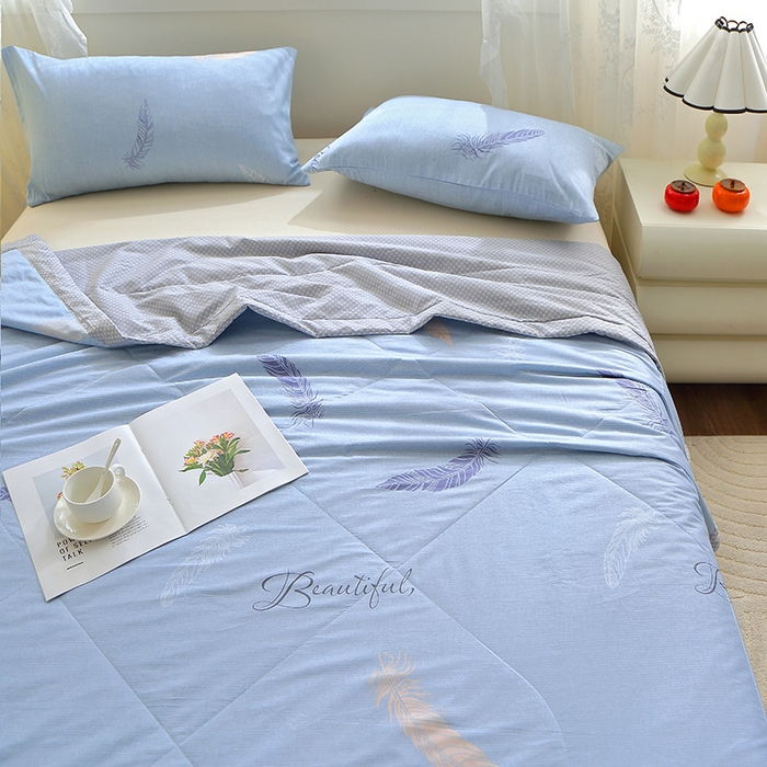 91家纺网 家纺一手货源 找家纺 金柚子2024新款全棉印花夏凉被 飞羽