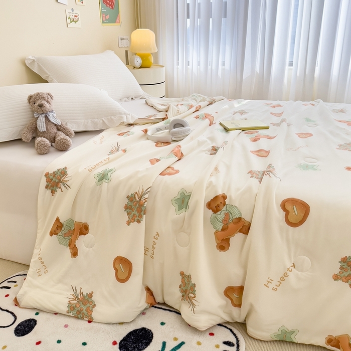 91家纺网 家纺一手货源 找家纺 米菲 2024新款A类凉感丝印花夏被夏凉被被芯 时光熊